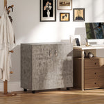 Armario de oficina de 2 niveles, mueble de almacenamiento de oficina con 2 puertas, cerraduras y llaves, 80x40x80cm, gris