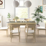 Table de salle à manger pour 6 personnes en bois aspect naturel et noir, dim. 140L x 90l x 75H cm
