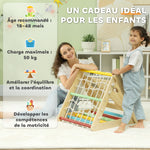 5 en 1 Triangle d'escalade avec toboggan enfants parcours motricité - filet d'escalade, sacs de sable inclus