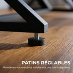 Pieds de table en acier, 60 x 43 cm, lot de 2 pieds de bureau en forme X avec patins réglables et vis, noir