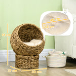 Panier chat lit surélevé chat cosy niche grotte à chat grand confort dim. 40L x 37l x 51H cm coussin moelleux beige inclus