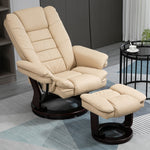 Fauteuil relax inclinable 135° grand confort pivotant 360° avec repose-pieds revêtement PU beige