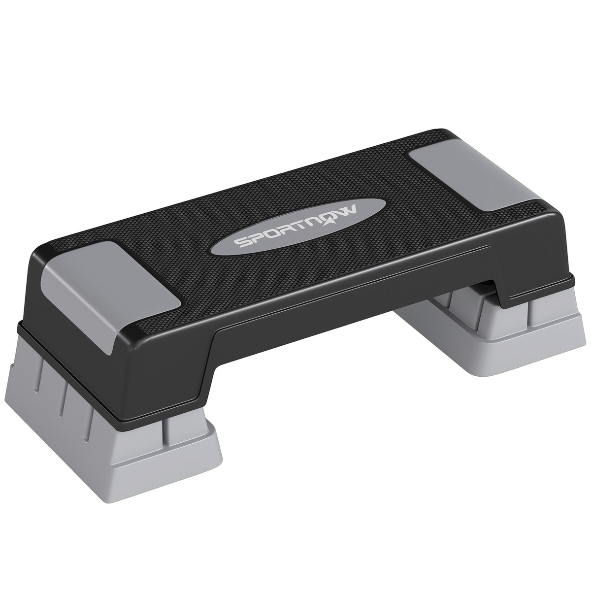 Stepper Fitness Aerobica 3 Livelli, Altezza Regolabile 12/17,5/22,5 cm, Superficie Antiscivolo, Carico 250 kg, Grigio