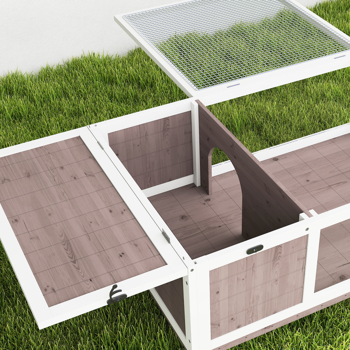 Maison enclos cage habitat pour petit animal tortues avec 2 espaces 91 x 60,5 x 32 cm bois massif marron clair