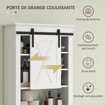 Meuble WC dessus de toilette avec porte coulissante, avec 6 compartiments de rangement, blanc
