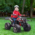 Quad Buggy électrique Enfant 12 V 8 Km/h Max. Voiture électrique Enfant avec Effets Lumineux sonores Selle avec Dossier Porte-Bagage Avant métal PP Rouge Noir