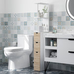 Meuble colonne salle de bain armoire de salle de bain avec tiroirs étagères ouvertes placard 15 x 33 x 136,8 cm blanc