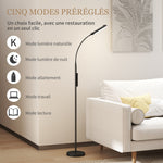 Lampadaire sur pied de salon avec télécommande, contrôle tactile, température couleur et luminosité réglables, noir