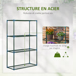 Lot de 2 Étagères à Fleurs en acier 4 Niveaux Intérieur et Extérieur, support de plantes 70 x 27 x 110 cm, vert