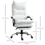 Fauteuil de bureau, chaise bureau ergonomique avec dossier inclinable, hauteur réglable, 66 x 72 x 130 cm, blanc