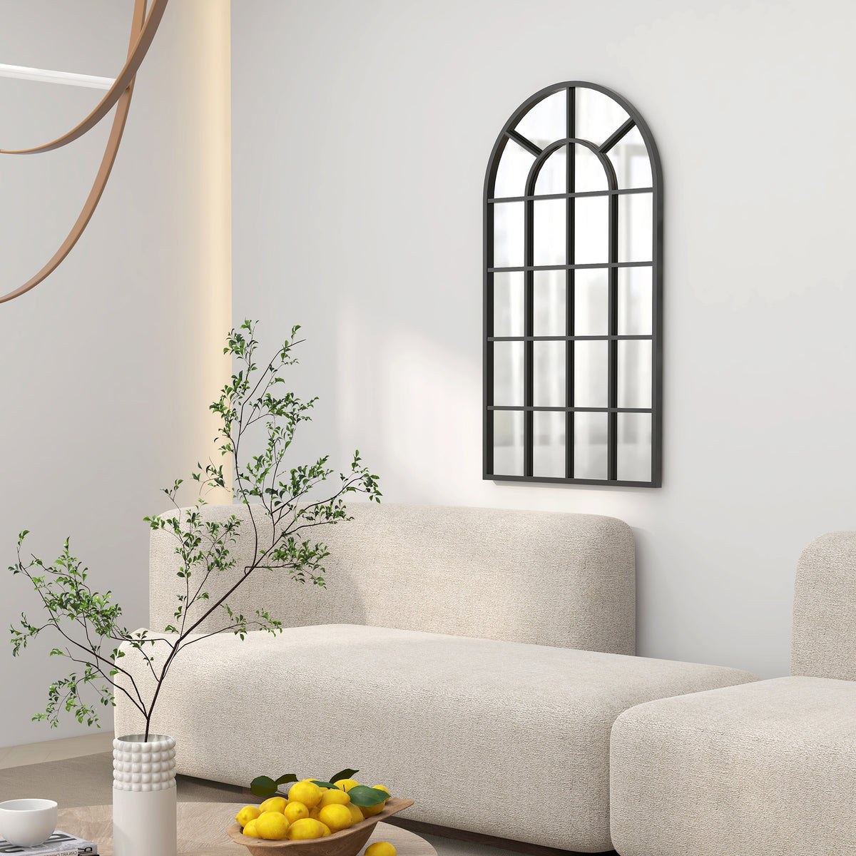 Miroir verrière arche style industriel fenêtre arcade métal 110 x 65 cm noir