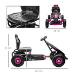 Kart à pédales pour enfant siège réglable 3 positions frein à main enfant de 5 à 12 ans rose noir