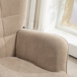 Wohnzimmersessel mit Fußhocker, gepolsterter Akzentsessel aus Cord, hohe Rückenlehne und Armlehnen, Braun