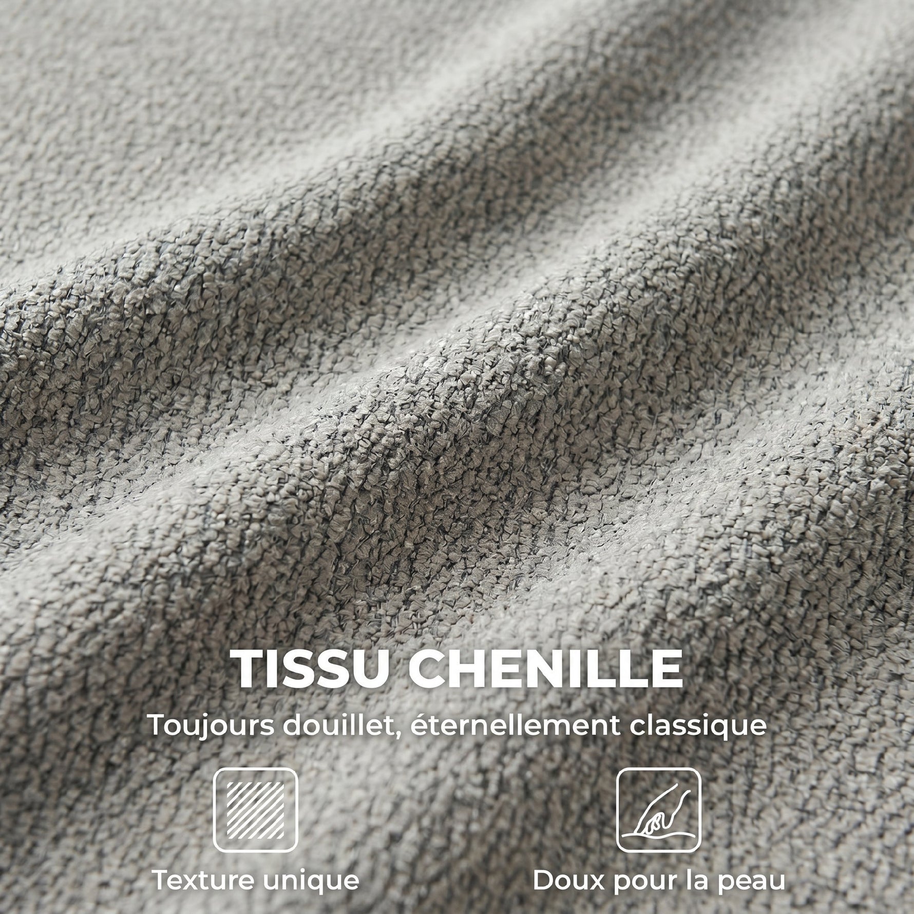 Chaise Bureau Ergonomique, Fauteuil de Bureau en Chenille avec Hauteur Réglable, Dossier Incurvé, Gris
