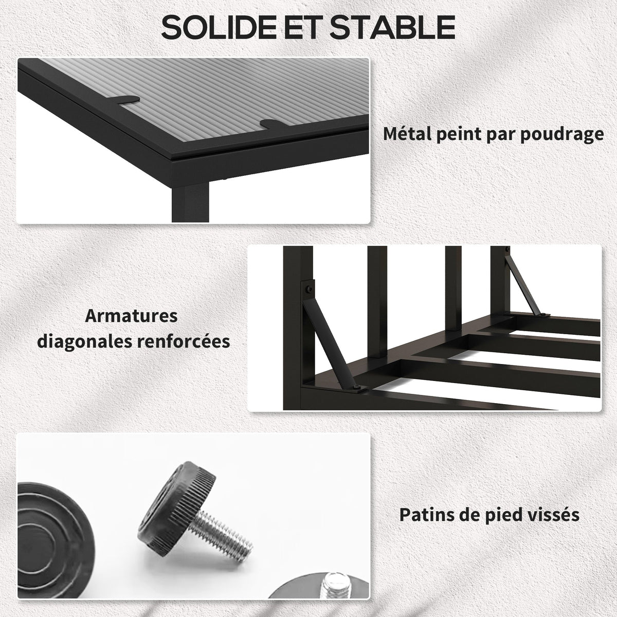 Abri-bûches range-bûche extérieur charge maximale 2000 kg avec housse de protection imperméable 185 x 62 x 184 cm noir