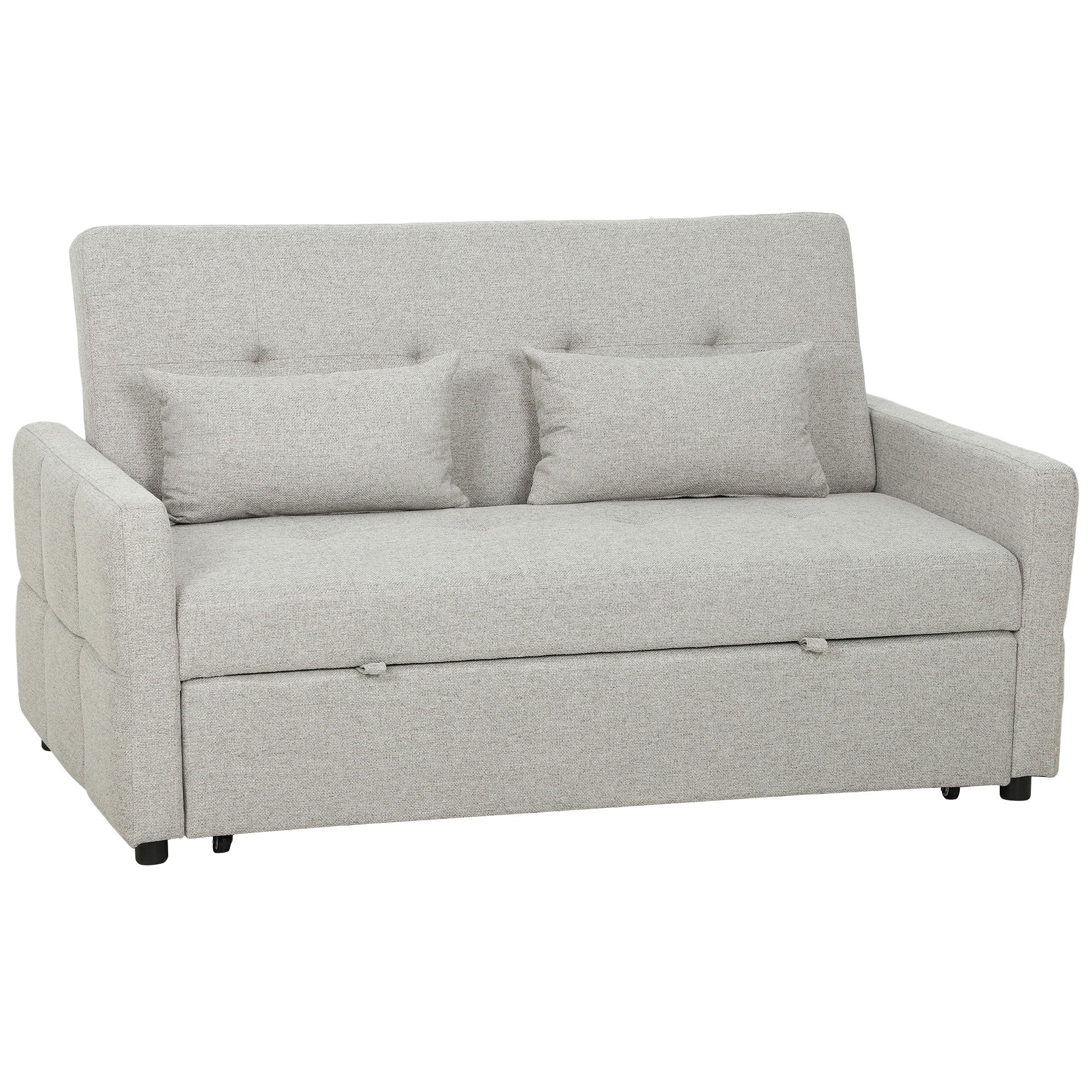 Canapé convertible 2 places 3 en 1, canapé-lit clic-clac, lit gigogne, dossier réglable, 158x85x85cm, marron clair