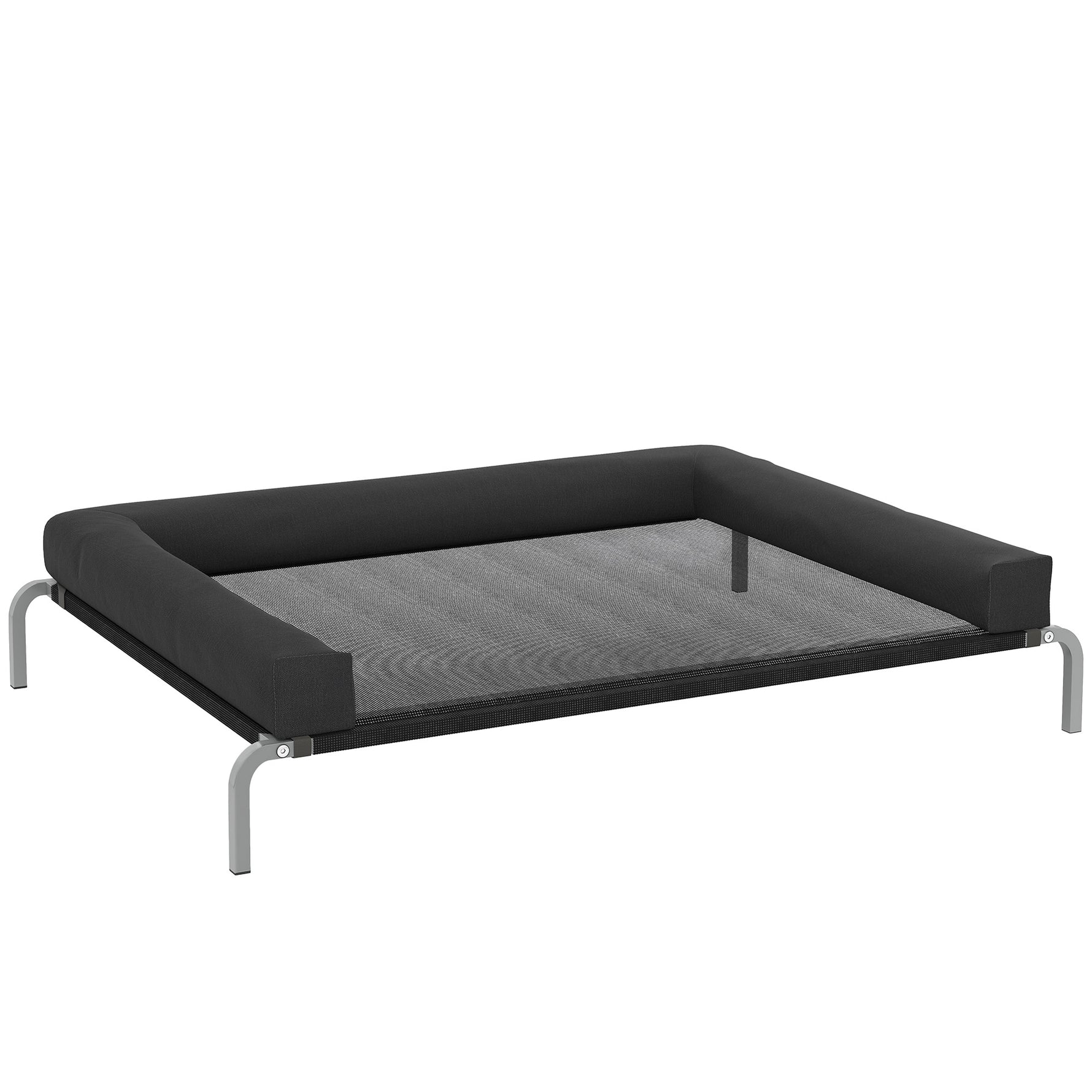 Lit surélevé pour chien rafraichissant, lit de camp pour chiens intérieur extérieur portable, 130 x 90 x 30 cm, noir