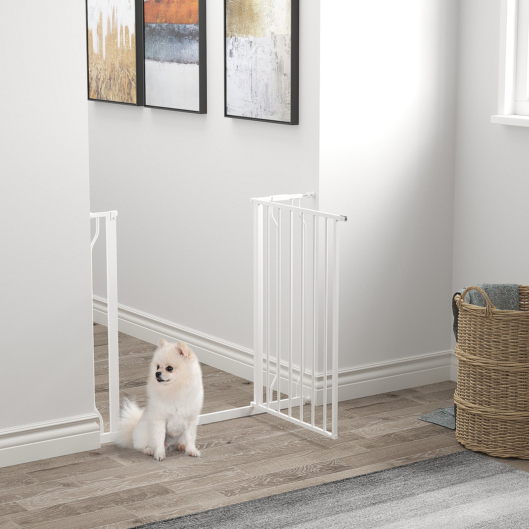 Lot de 2 barrières de sécurité pour animal longueur réglable escaliers couloirs portes sans perçage en acier ABS