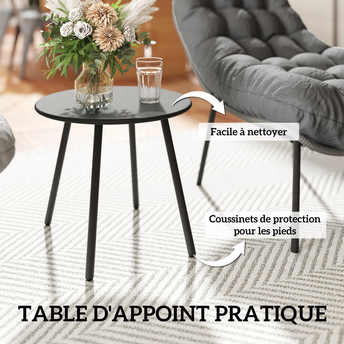 Salon de Jardin extérieur en résine tressée 2 personnes ensemble de meubles de jardin coussins de 15 cm d'épaisseur gris