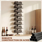 Porte bouteille mural en acier pour 8 bouteilles, pour cuisine, bar, salle à manger, cave, noir