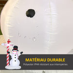Bonhomme de neige gonflable avec pancarte 3 LED polyester imperméable hauteur 213 cm blanc