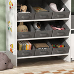 Étagère à jouets pour enfants étagère à livres 11 bacs de rangements en tissu non tissé 105 x 30 x 80 cm blanc