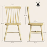 Lot de 2 Chaises de Salle à Manger, Chaises Cuisine en Bois d'Hévéa, Dossier Incurvé, Bords Arrondis, Bois Naturel
