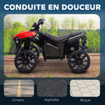 Quad électrique enfant 6V, voiture électrique enfants ATV, musique et phares LED, pour 18-56 mois, 70x42x45cm, rouge