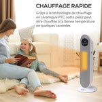Chauffage d'appoint Radiateur soufflant Radiateur céramique oscillant 15-40°C avec Télécommande 1300/2000W, 21 x 21 x 63,5 cm