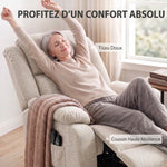 Elektrische sta-op-stoel, massage en verwarming, voetensteun, verstelbare rugleuning, afstandsbediening, 93x104x100cm, beige