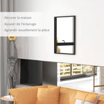 Miroir mural rectangulaire 80 x 60 cm, cadre en bois noir, idéal pour la salle de bain, salon ou chambre