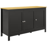 Buffet meuble de rangement avec 3 portes 2 étagères réglables plateau aspect bois clair 120 x 40 x 70 cm noir