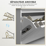 Banc à chaussures avec tiroir rabattable, coussin d'assise et étagère réglable, 100 x 26 x 48 cm, blanc