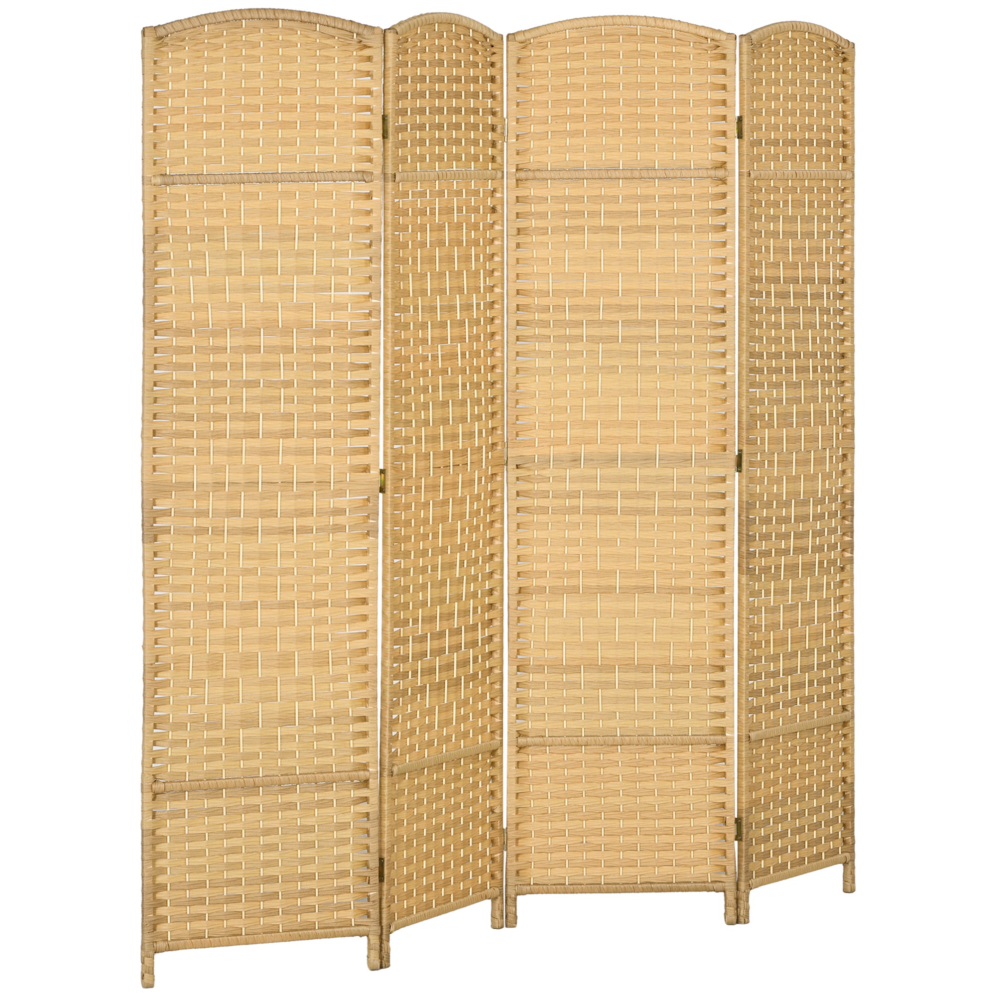 Paravent intérieur en bois 4 panneaux séparateur de pièce pliable pour salon chambre 180 x 180 cm bois naturel