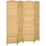 Paravent intérieur en bois 4 panneaux séparateur de pièce pliable pour salon chambre 180 x 180 cm bois naturel