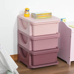 Organizzatore di giocattoli per bambini a 3 livelli con cassetti, contenitori in plastica, 37 x 37 x 56,5 cm, rosa