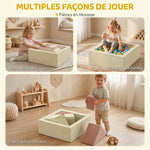 Parcours motricité bébé 9PCS avec piscine à balles, module en mousse souple avec housse en velours côtelé, multicolore