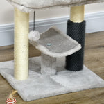 Petit arbre à chat arbre à grimper tour de jeux hauteur 48 cm poteau en sisal gris avec balle suspendue gris
