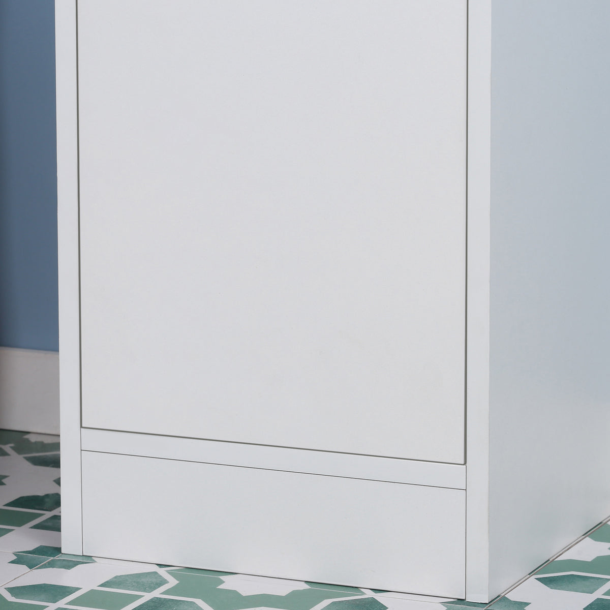 Armoire salle de bain haute, meuble de rangement colonne avec miroir, 2 portes, étagères réglables, 30x28x170cm, blanc