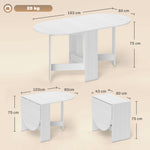 Table à manger pliante, table pliante cuisine ovale jusqu'à 6 personnes, pour petits espaces, salle à manger, blanc-2