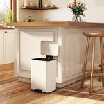 Poubelle de Cuisine 20 L en Métal, Poubelle avec Pédale, Couvercle à Fermeture Douce, Crème