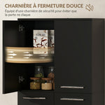 Hoher Küchenschrank, Küchenschrank mit 2 Türen und verstellbaren Einlegeböden, moderner Stil, 59 x 31 x 155 cm, Schwarz