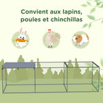 Enclos poulailler cage clapier extérieur 3 m² pour petits animaux dim. 3 x 1 x 0,8 m acier galvanisé