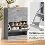 Scarpiera 12 Paia, Mobile Scarpe Stretto Moderno, 2 Ante a Ribalta e Ripiani Regolabili, Grigio