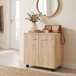Meuble de Rangement Buffet bas sur roulettes avec 2 Portes étagère Interne 60 x 35 x 65 cm bois naturel