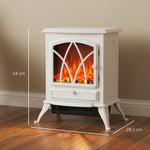 Cheminée électrique sur pied 1000/2000 W, fausse cheminée décorative avec effet flamme LED, blanc