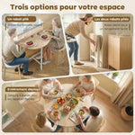 Tavolo da pranzo pieghevole, tavolo da cucina rotondo Ø 80 cm per 4 persone con 2 ribalte, gambe in acciaio, legno naturale