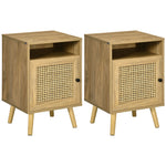 Table de chevet table de nuit avec placard porte cannage et niche design vintage 39 x 35 x 60 cm naturel