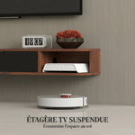 Meuble TV Suspendu, Meuble Télé pour Téléviseur jusqu'à 50 Pouces, Tiroir Rabattable, 2 Étagères, 120x24x16cm, Noyer