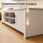 Meuble TV 175 cm, Meuble Télé pour Téléviseur jusqu'à 55 Pouces avec 2 Portes et 4 Compartiments Ouverts, Chêne et Blanc